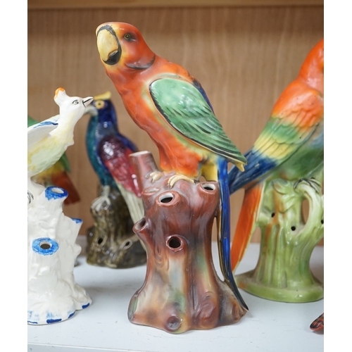 1349 - A group of twelve ceramic parrots including one by S Hancock & Sons, largest 24cm high. Condition - ... 