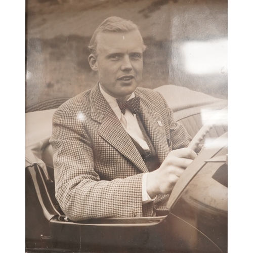 1351 - Mike Hawthorn, Challenge me the Race, signed third edition hardback book, together with a framed pho... 