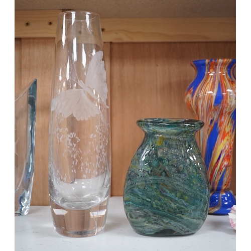 1358 - A quantity of various glass vases and figures to include Murano, tallest 31cm. Condition - varies... 