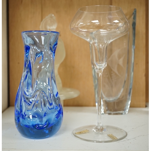 1358 - A quantity of various glass vases and figures to include Murano, tallest 31cm. Condition - varies... 