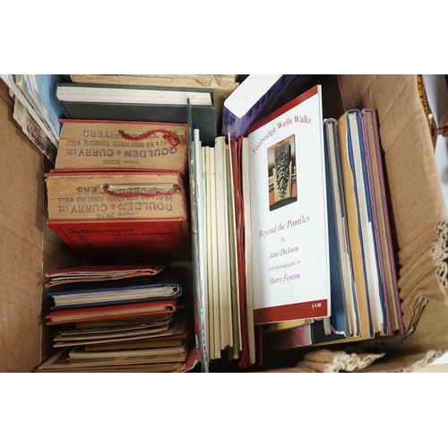 1373 - A collection of Tunbridgeware and related ephemera to include books, maps, cribbage board, desk stan... 