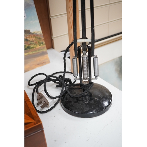 1387 - A Herbert Terry & Sons black anglepoise lamp, 84cm high. Condition - base and shade marked