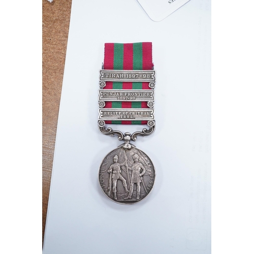 1428 - An India General Service medal 1895-1902 awarded to 4695 Pte J Wood 2nd, 13th King's Own Scottish Bo... 