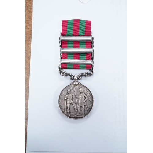 1428 - An India General Service medal 1895-1902 awarded to 4695 Pte J Wood 2nd, 13th King's Own Scottish Bo... 