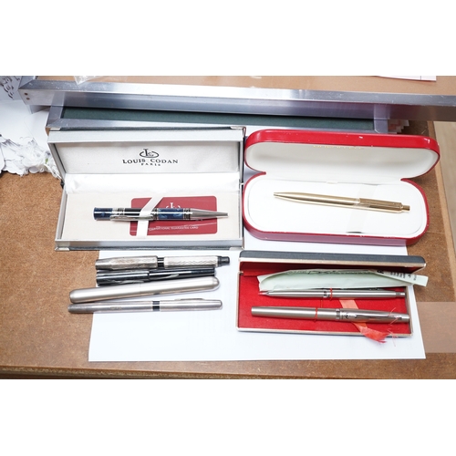 1429 - A quantity of pens including a silver fountain pen (8). Condition - fair