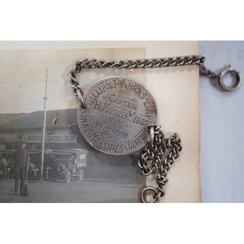 1432 - A WWI Ambulance and Balloon Brigade photograph album, pocket watch, coin, etc. Condition - fair, poc... 