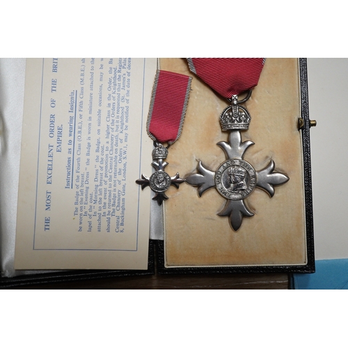 1434 - An MBE for Archibald Lees with miniature and an Imperial Service Medal for Thomas Lees, a silver coa... 