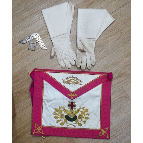 1455 - A collection of Masonic aprons, etc., including jewels. Condition - varies