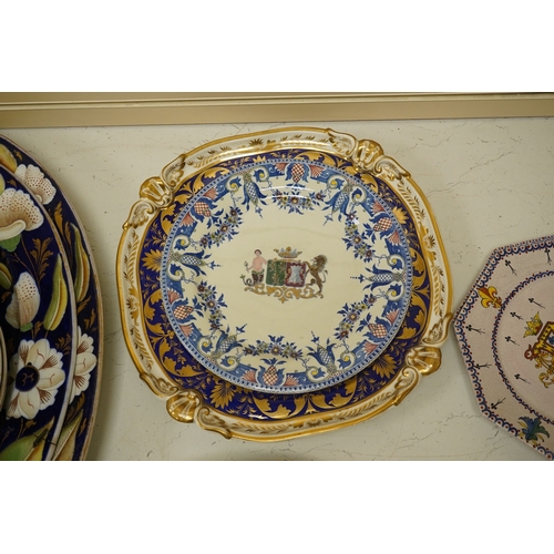 1459 - A Chamberlains Worcester armorial dessert dish, and a Spode armorial plate The London, c.1825 (pro... 