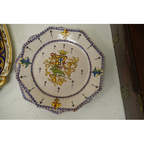 1459 - A Chamberlains Worcester armorial dessert dish, and a Spode armorial plate The London, c.1825 (pro... 