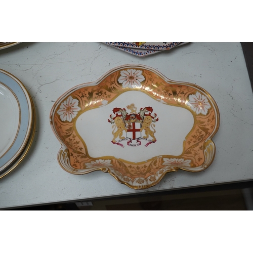 1459 - A Chamberlains Worcester armorial dessert dish, and a Spode armorial plate The London, c.1825 (pro... 