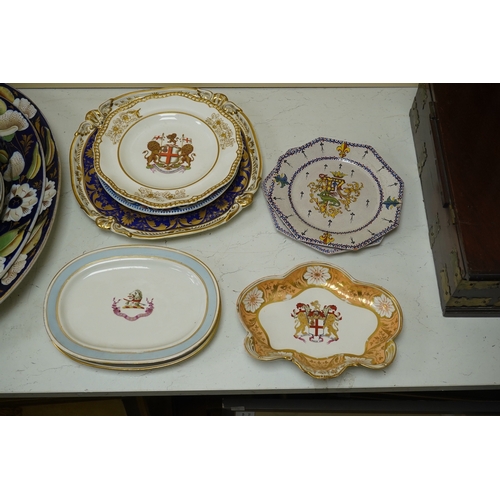 1459 - A Chamberlains Worcester armorial dessert dish, and a Spode armorial plate The London, c.1825 (pro... 