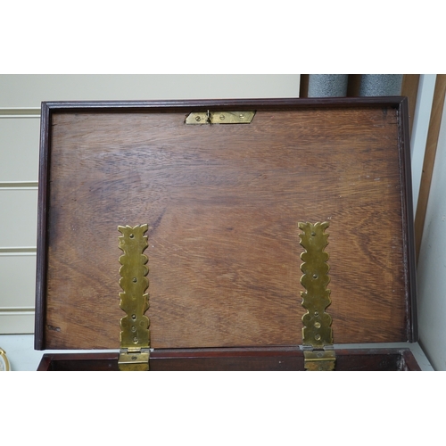 1460 - A late 18th century Indo-colonial brass mounted padouk wood casket, 43cm wide. Condition - good for ... 