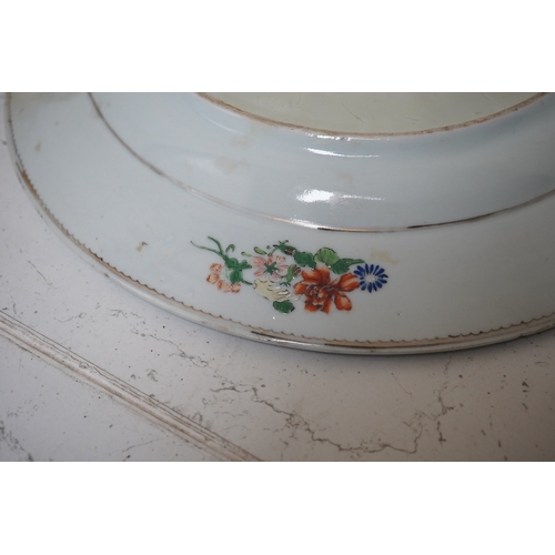 1462 - Two 18th century Chinese armorial dishes with arms of Way and Clifford, largest 35cm. Condition - bo... 