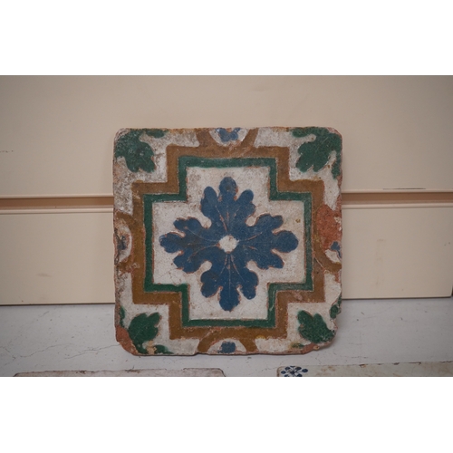 1463 - A collection of six assorted Delft tiles and one other, 18th century. Condition - varies