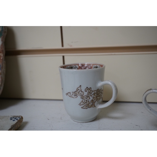 1464 - Six assorted 18th century Chinese export coffee cups with armorial decoration, and a similar Europea... 