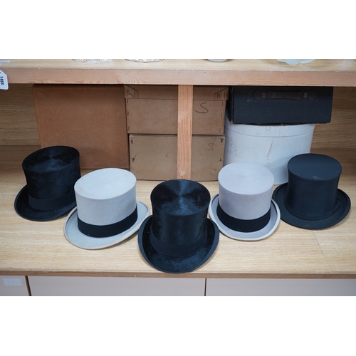 1468 - A group of five assorted top and bowler hats, boxed. Condition- varies