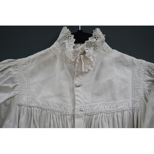 1508 - Two late 19th early 20th century girls summer dresses, one fine cotton with white worked collar cuff... 