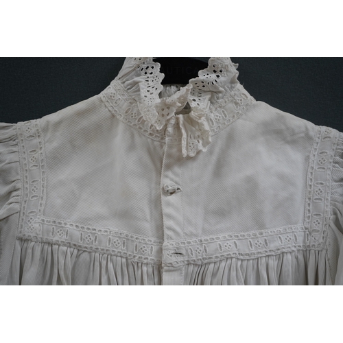 1508 - Two late 19th early 20th century girls summer dresses, one fine cotton with white worked collar cuff... 