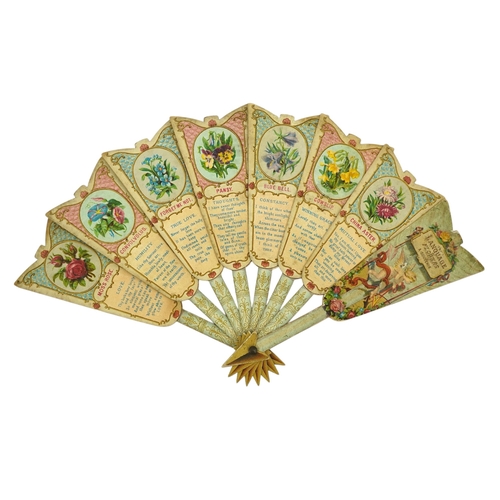 1539 - Three novelty fans with a mixed Brussels lace fan and black lace fan, a small language of love in fl... 