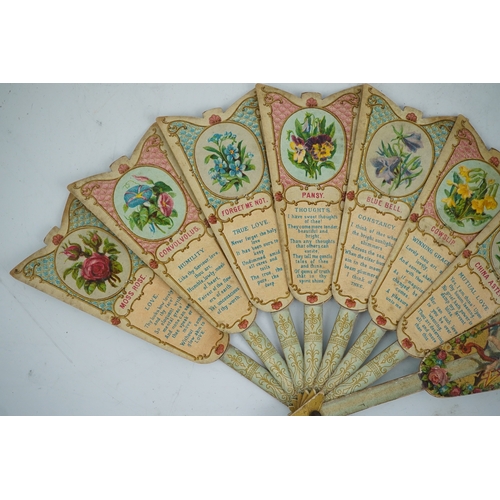 1539 - Three novelty fans with a mixed Brussels lace fan and black lace fan, a small language of love in fl... 