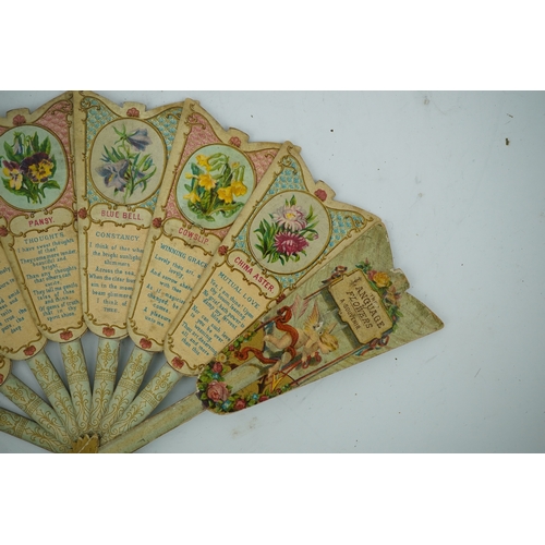 1539 - Three novelty fans with a mixed Brussels lace fan and black lace fan, a small language of love in fl... 