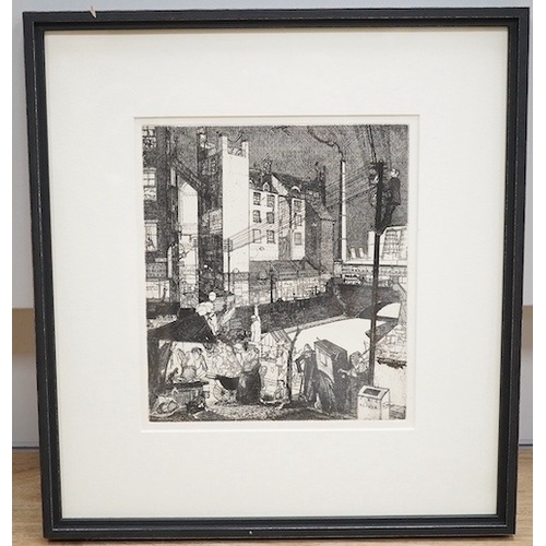 1696 - William Martin Larkins (1901-1974), etching, East End, 21 x 18cm. Condition - good