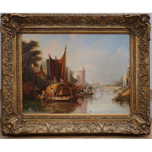 1697 - Late 19th / early 20th century, Dutch School, oil on canvas, Barges on a river, Christies SS5VZ ste... 