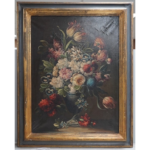 1701 - 17th century Dutch style, oil on canvas, Still life of flowers in a vase, unsigned, 39 x 29cm. Condi... 