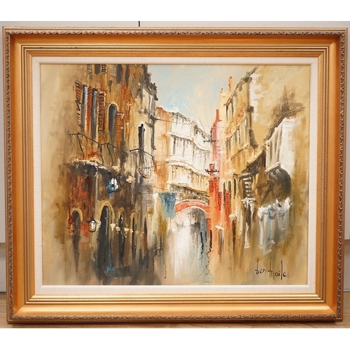 1716 - Ben Maile (19222017), impasto oil on canvas, Venice canal scene, signed, 49 x 60cm, gilt framed. ... 