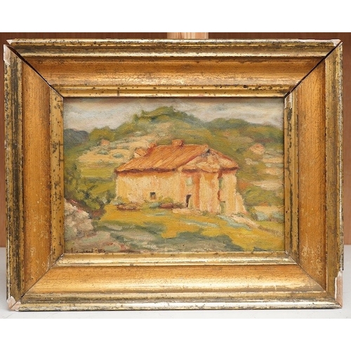 1721 - Laurent, oil on canvas, Italian hillside farm, signed, 16 x 22cm. Condition - good, canvas sagging s... 