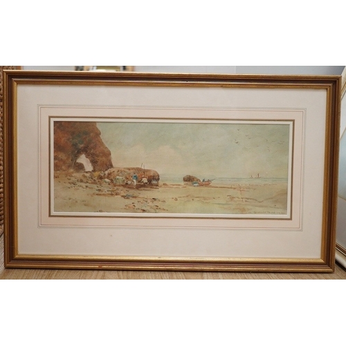 1750 - Oswald Garside (1879-1942), watercolour, Beach scene, signed, 19 x 48cm. Condition - fair