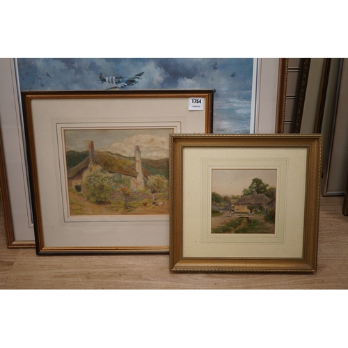 1754 - Curtius Duassut (fl.1889-1903)), two watercolours, Cottage garden scenes, each signed, largest 24.5 ... 