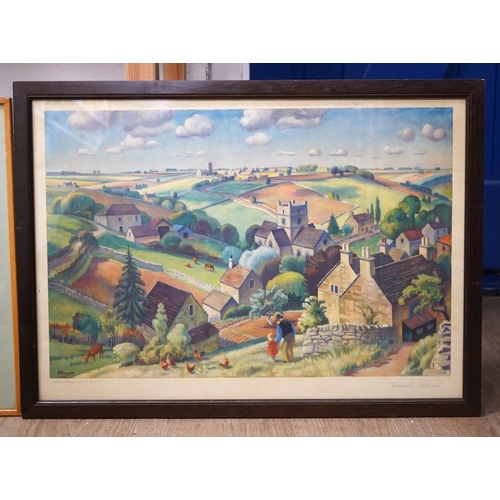 1761 - Adrian Paul Allinson ROI (1890-1959), coloured crayon, English landscape, together with a colour pri... 