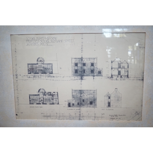 1801 - After Rennie Mackintosh, set of four modern prints, School Board of Glasgow, 41 x 62cm. Condition - ... 