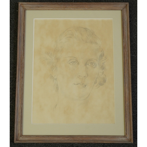 1807 - Sir Stanley Spencer R.A. (British, 1891-1959), pencil on paper, Portrait of Deidre Franks at Chauntr... 