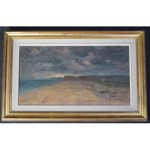 1815 - Ronald Benham RBA, NEAC (1915-1993), oil on canvas, End of the Chesil Bank, signed and dated '74, 30... 