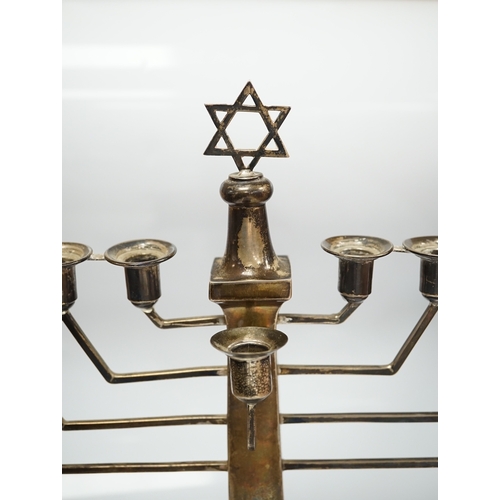 1827 - An Elizabeth II silver Hanukkah Menorah, by Alexander Smith, Birmingham,  1963, height 27cm, 12.3oz.... 