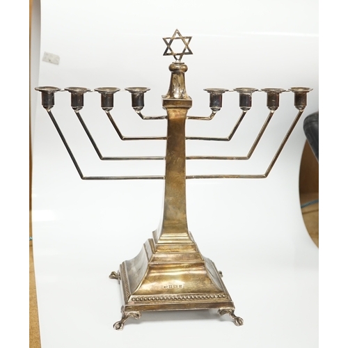 1827 - An Elizabeth II silver Hanukkah Menorah, by Alexander Smith, Birmingham,  1963, height 27cm, 12.3oz.... 