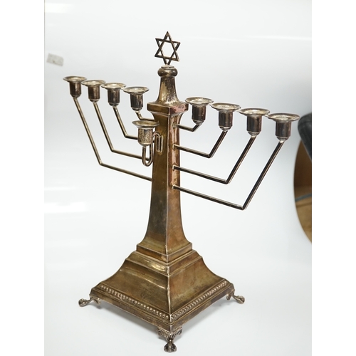 1827 - An Elizabeth II silver Hanukkah Menorah, by Alexander Smith, Birmingham,  1963, height 27cm, 12.3oz.... 