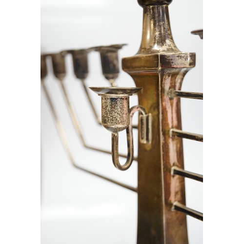 1827 - An Elizabeth II silver Hanukkah Menorah, by Alexander Smith, Birmingham,  1963, height 27cm, 12.3oz.... 