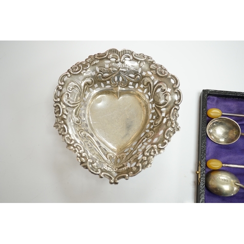 1829 - An Elizabeth II silver quatrefoil dish by James Dixon & Sons, Sheffield, 1967, 14.2cm, together with... 