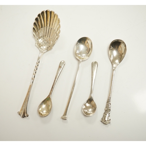 1847 - A group of assorted silver including a George III Irish silver basing spoon, Dublin, 1804, 29.5cm, a... 