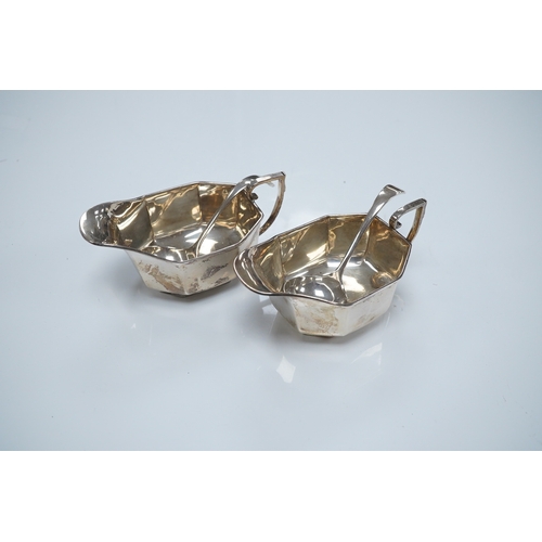 1864 - A pair of George V silver sauceboats, Henry Clifford Davies, Birmingham, 1936, length 13.4cm,, toget... 