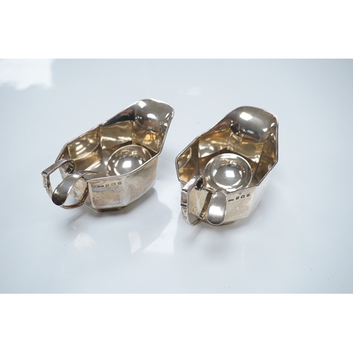 1864 - A pair of George V silver sauceboats, Henry Clifford Davies, Birmingham, 1936, length 13.4cm,, toget... 