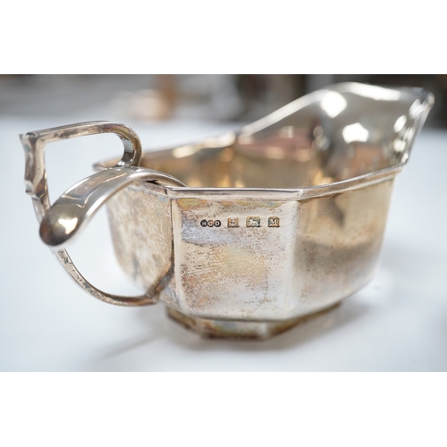 1864 - A pair of George V silver sauceboats, Henry Clifford Davies, Birmingham, 1936, length 13.4cm,, toget... 