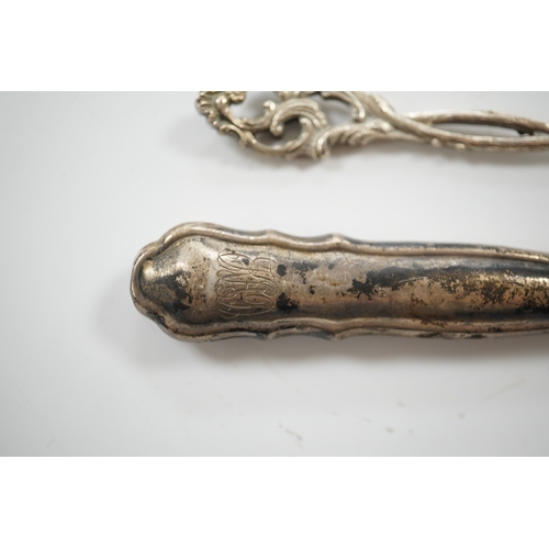 1870 - A set of three Victorian silver tablespoons, by Elizabeth Eaton, London, 1854, one other Victorian s... 