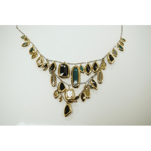 1951 - A modern Swarovski costume drop fringe necklace, 56cm. Condition - fair to good