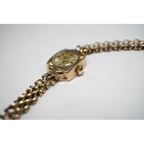 1964 - A lady's 9ct gold Accurist manual wind wrist watch, on a 9ct gold bracelet, gross weight 12.3 grams.... 