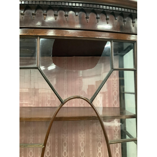 15 - An Edwardian Sheraton style mahogany bow front display cabinet, width 126cm, depth 40cm, height 198c... 